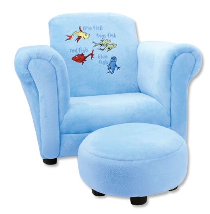 Toddler Chair - Dr. Seuss One Fish, Two Fish Blue Velour