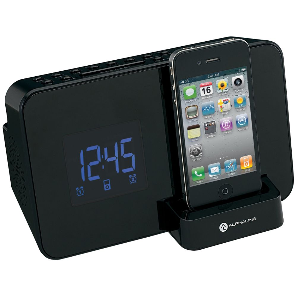 Alphaline Docking Digital Clock Radio with Wave Sensor for iPhone/iPod