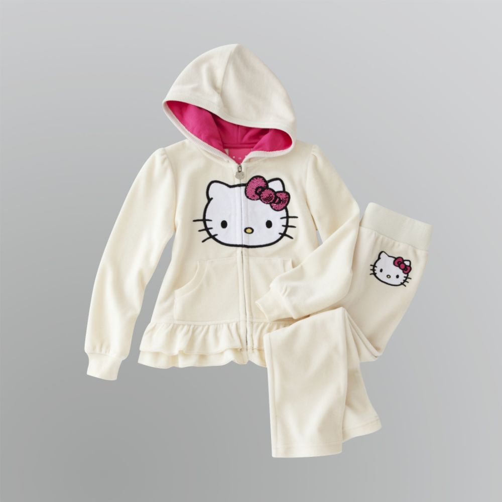 Hello Kitty Velour Sequin Bow Hooded Sweat Suit