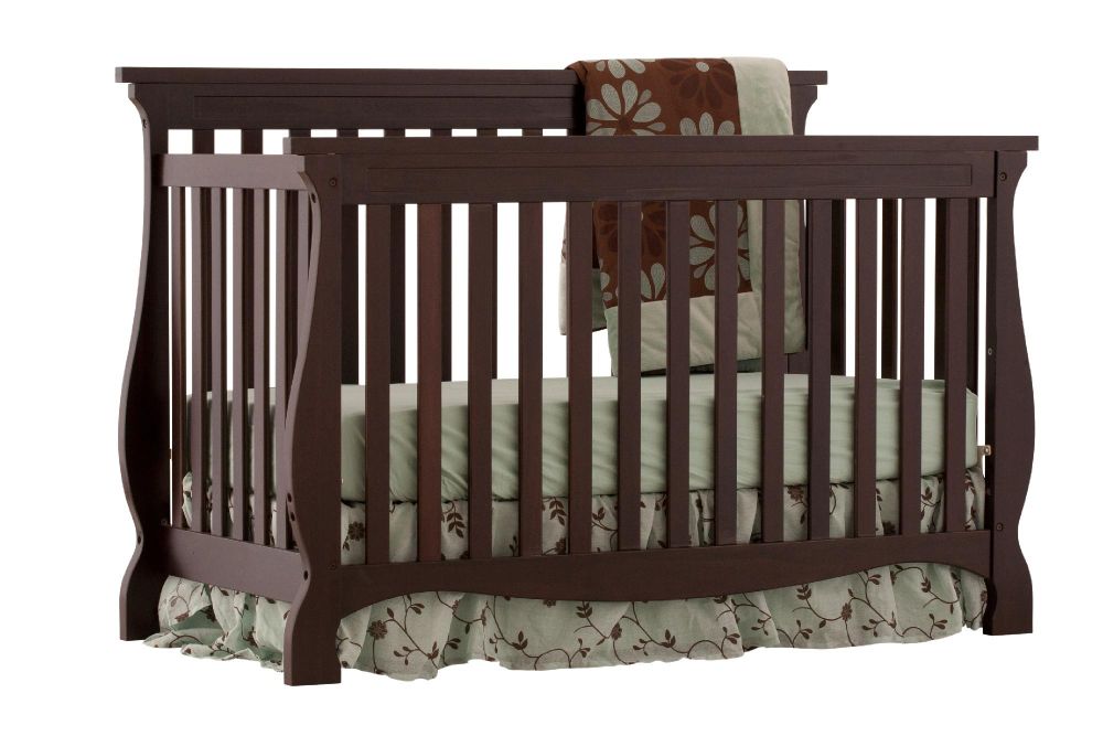 Stork Craft Carrara 4 in 1 Fixed Side Convertible Crib - Espresso