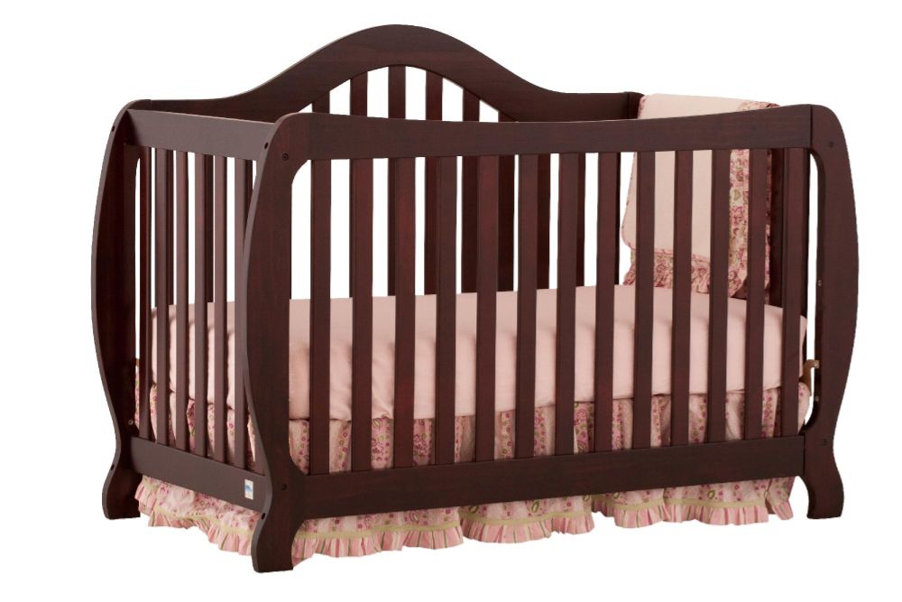 Stork Craft Monza I Fixed Side Convertible Crib  Cherry