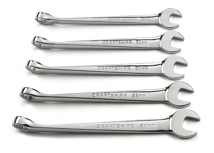 5 pc. Metric 12 pt. Full Polish Large Size Cross Force Combination Wrench Set