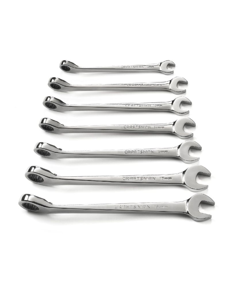 Craftsman 7 pc. Metric Cross Force Reversible Ratcheting Combination Wrench Set