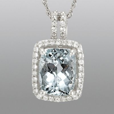 Aquamarine & Lab Created White Sapphire Pendant