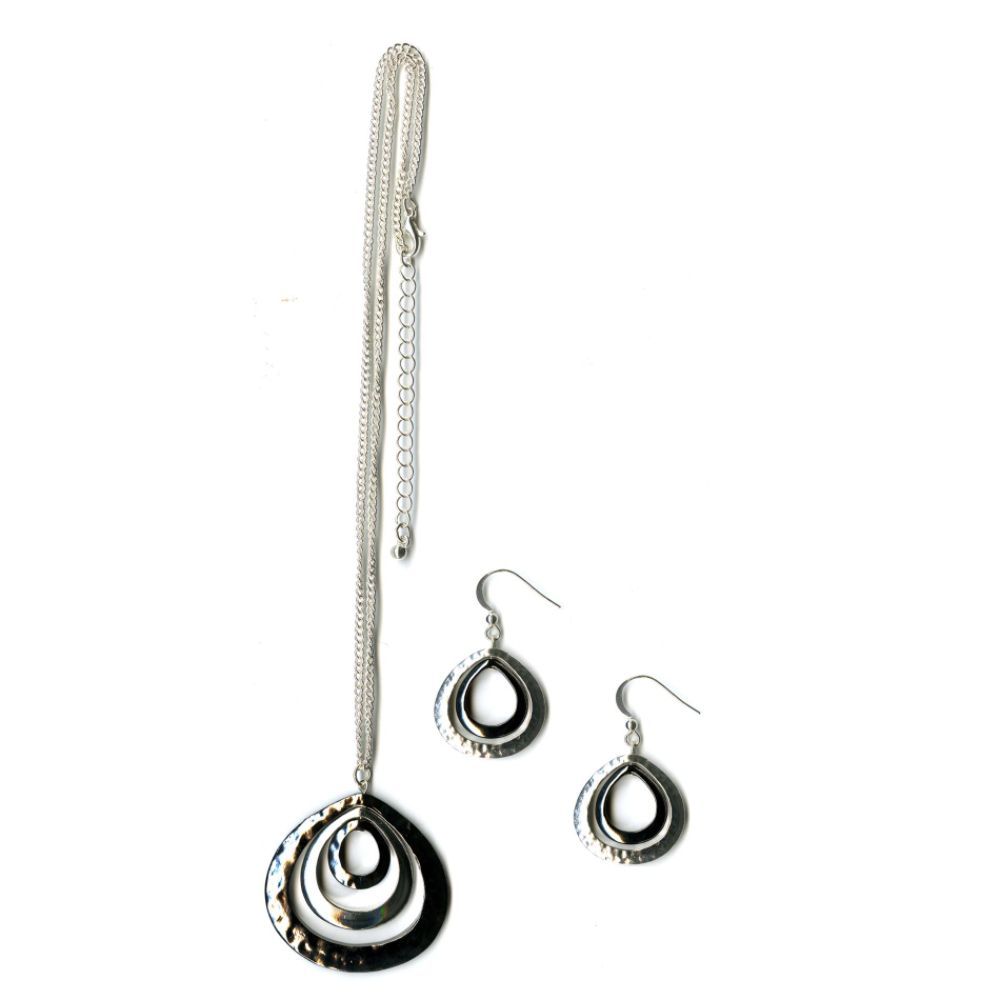 Jaclyn Smith LOOPS DROP PENDANT SILVER/HEMATITE NECKLACE/EARRING SET at Sears.com