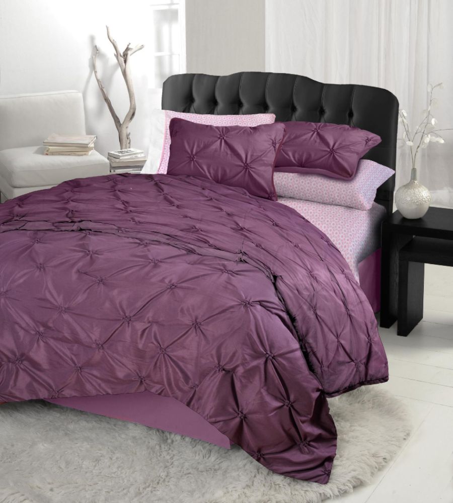 Urban Living Diamond Tuft Comforter Set- Purple