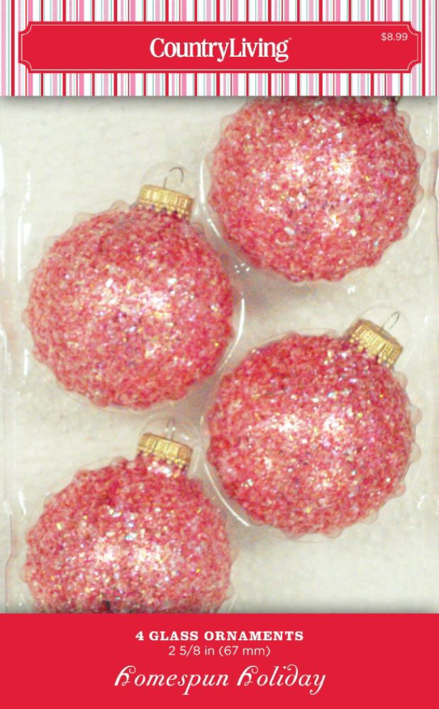 Country Living 4ct 67mm Homespun Holiday Decorated Glass Ornaments at Kmart.com