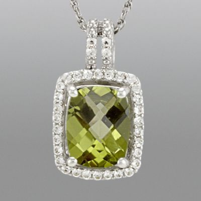 Peridot & Lab Created White Sapphire Pendant