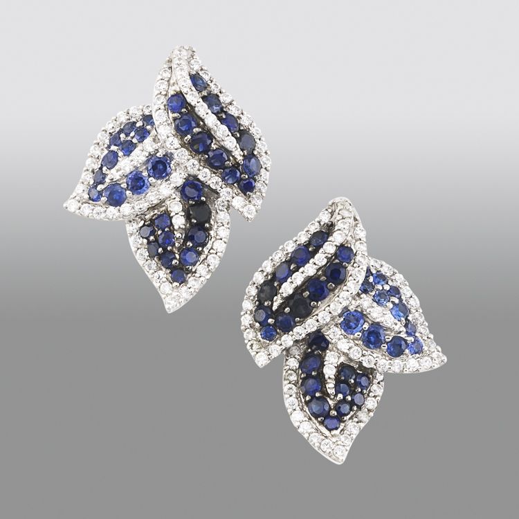 Pretty in Pave Sterling Silver Shades of Created Sapphire Leaf Earring at Kmart.com