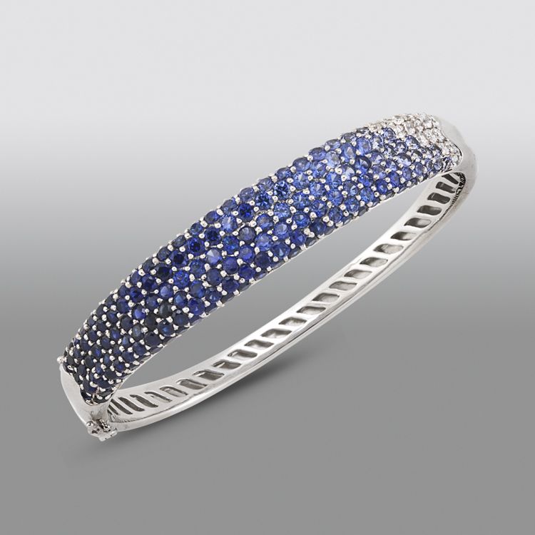 Pretty in Pave Sterling Silver Shades of Created Sapphire Bangle at Kmart.com