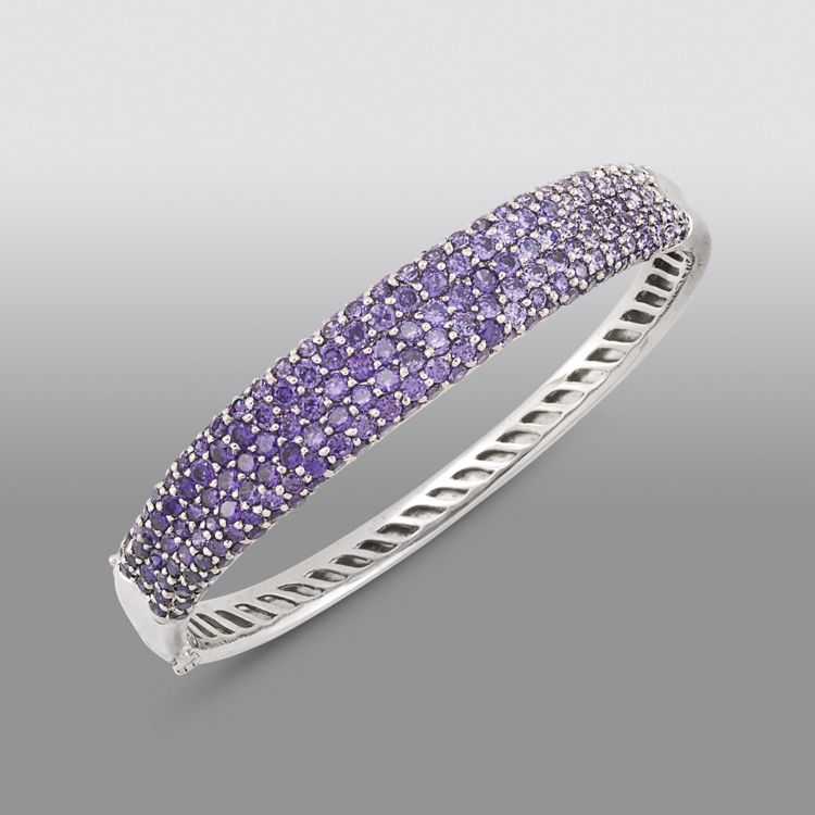 Pretty in Pave Sterling Silver Shades of Amethyst Bangle at Kmart.com