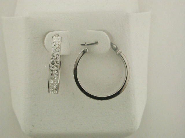 Sterling Silver 2 Row Crystal 20mm Hoops