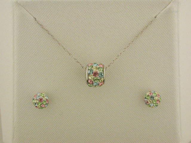 Sterling Silver Pastel 5mm Stud/7.5mm Pendant Set - 18" at Kmart.com