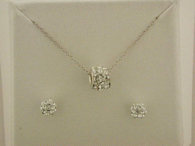 Sterling Silver 5mm Stud/7.5mm Pendant Set - 18" at Sears.com