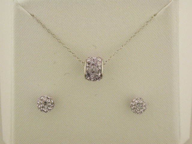 Sterling Silver Purple 5mm Stud/7.5mm Pendant Set - 18" at Sears.com