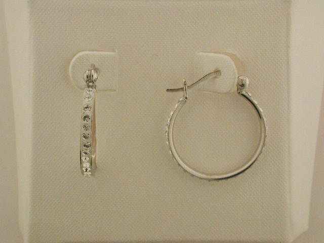 Sterling Silver 1 Row Crystal 20mm Hoops at Sears.com
