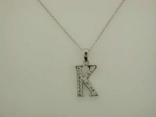Sterling Silver Letter K Initial Pendant