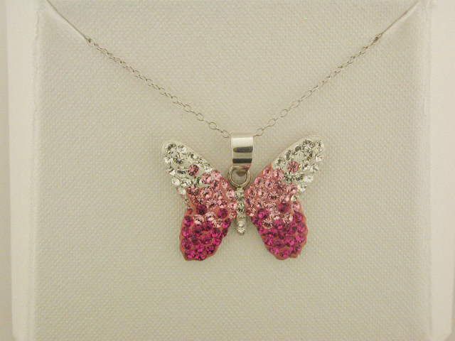 Sterling Silver Pink Faded Butterfly Pendant at Sears.com
