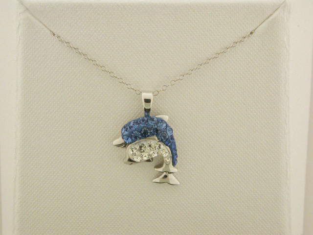 Sterling Silver Blue & White Double Doplhin Pendant at Kmart.com
