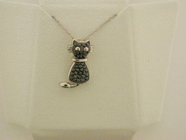 Sterling Silver Black & White Cat Pendant at Sears.com