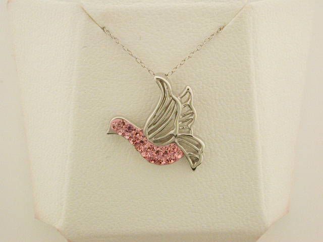 Sterling Silver / Rose Bird Pendant