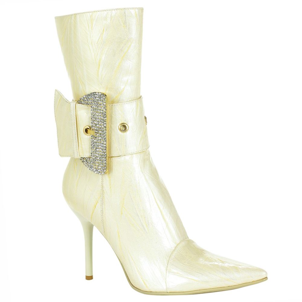 Italina Women's Alanza Point-Toe Buckle Bootie - White at Kmart.com