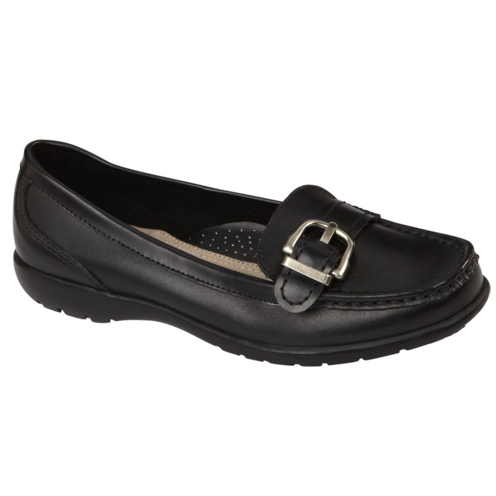 Thom McAn Women's Gwyn2 Leather Buckle Moc Wide Width - Black at Sears.com