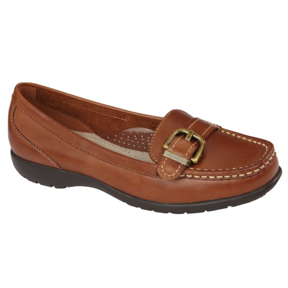 Thom McAn Women's Gwyn2 Leather Buckle Moc Wide Width - Brown at Sears.com
