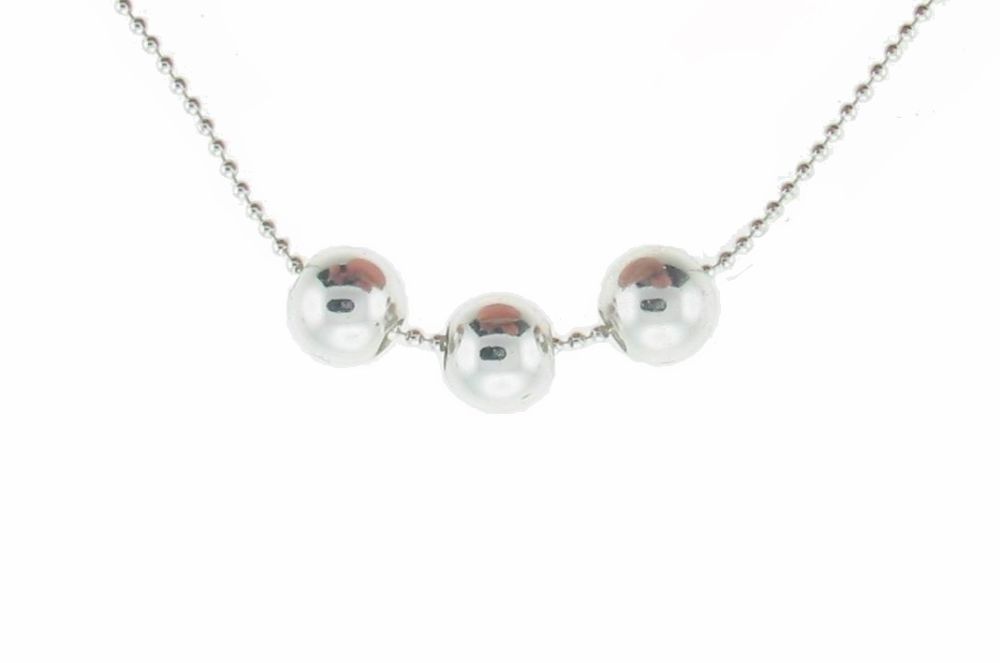Sterling Silver 24'' Necklace with 3 beads