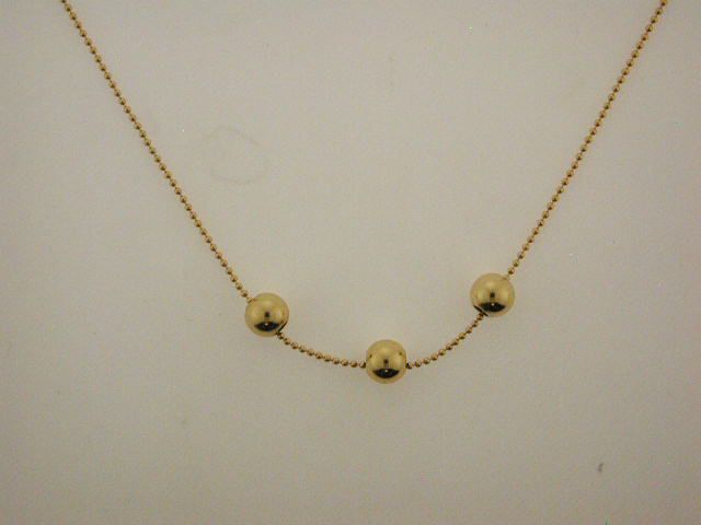 14kt Gold over silver 24'' necklace with 3 beads