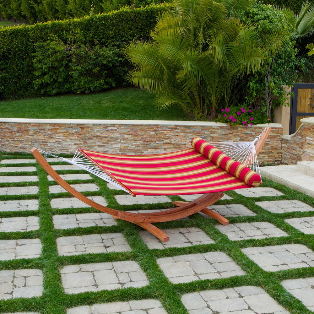 RST Outdoor Cantina Wood Arc Hammock with Striped Polyspun Bed Set at Kmart.com