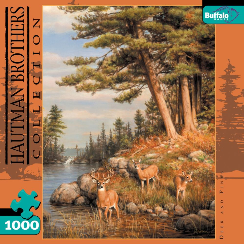 No-Ad BGI HAUTMAN 1000PC Puzzle - Deer and Pines