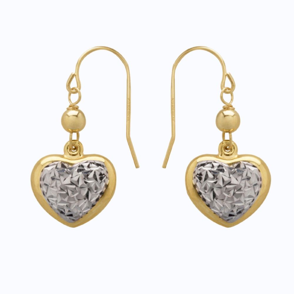 Gold and Silver Crystal Cut Heart Earring