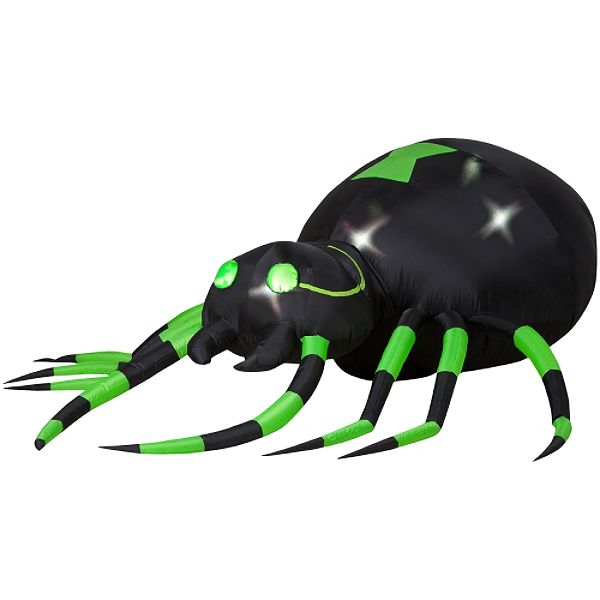 Animated Ariblown Green Spider With Turning Head
