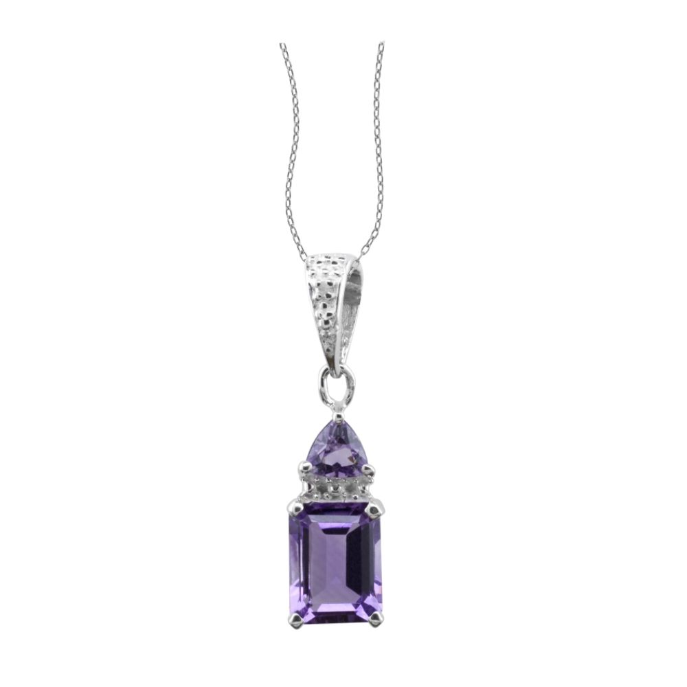 Amethyst and Diamond Accent Pendant Sterling