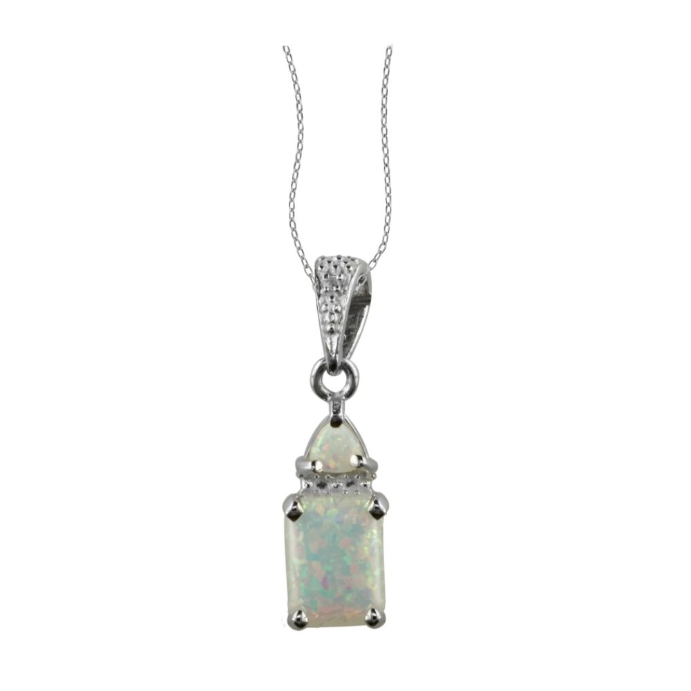 Lab Created Opal and Diamond Accent Pendant
