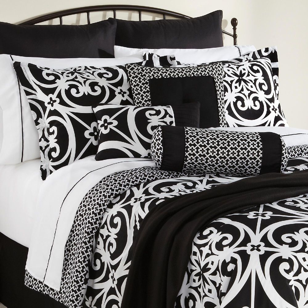 Sears Bedroom Sets on Comforters  Damask Bedding  Scroll Bed In A Bag Sets