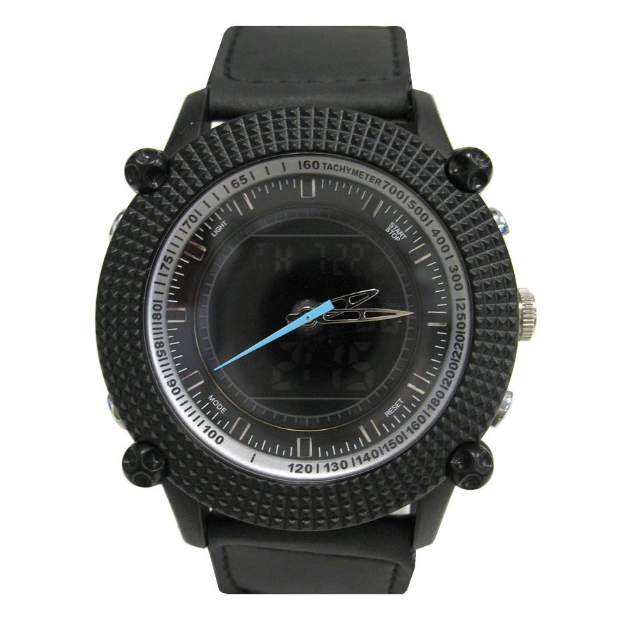 Mens Calendar Day/Date Watch w/Round Textured Black Case, Digital Display Dial and Black Nylon/PU Fastwrap Band at Kmart.com