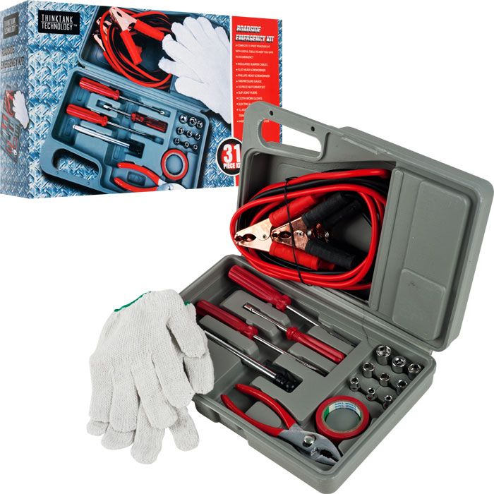 Think Tank Technology Roadside Emergency Tool and Auto Kit - 30 Pieces