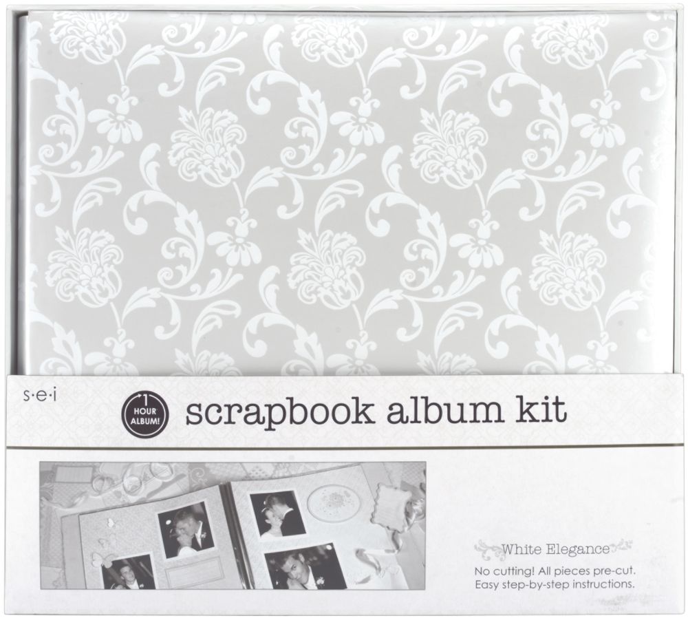 SEI 1 Hour 12-Inch x 12-Inch White Elegance Album Scrapbook Kit