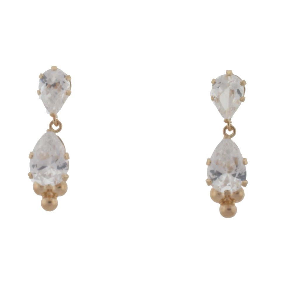 10kt Pear Shape Cubic Zirconia Dangle Earring