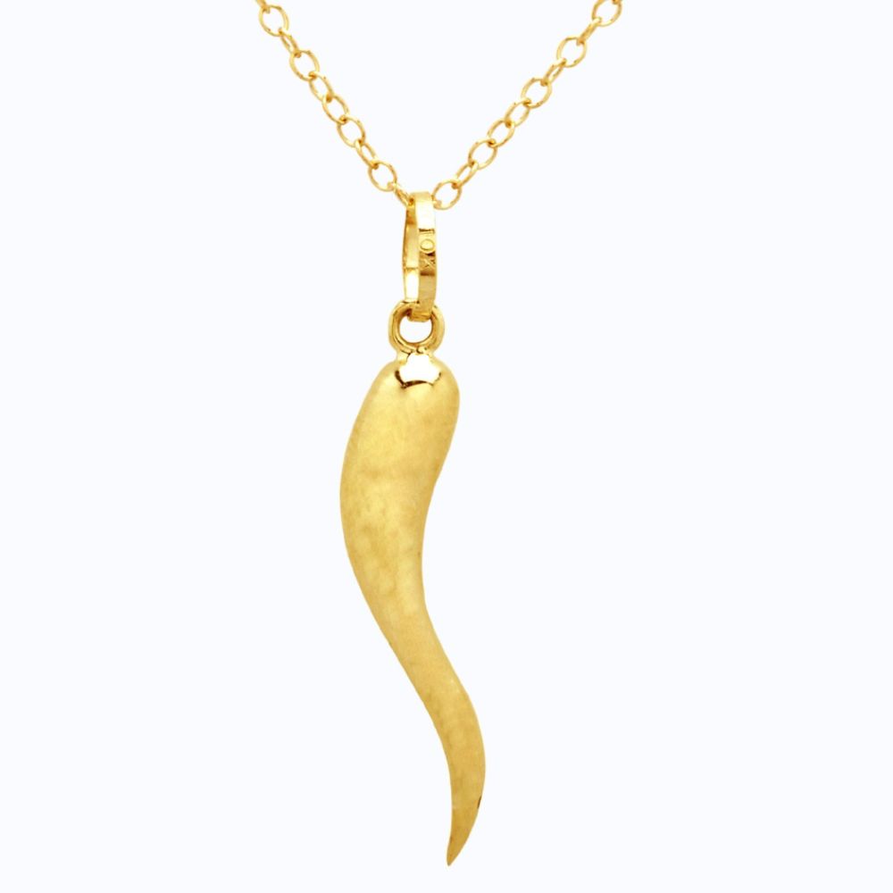 Italian Horn Necklace on 10k Gold Italian Horn Pendant