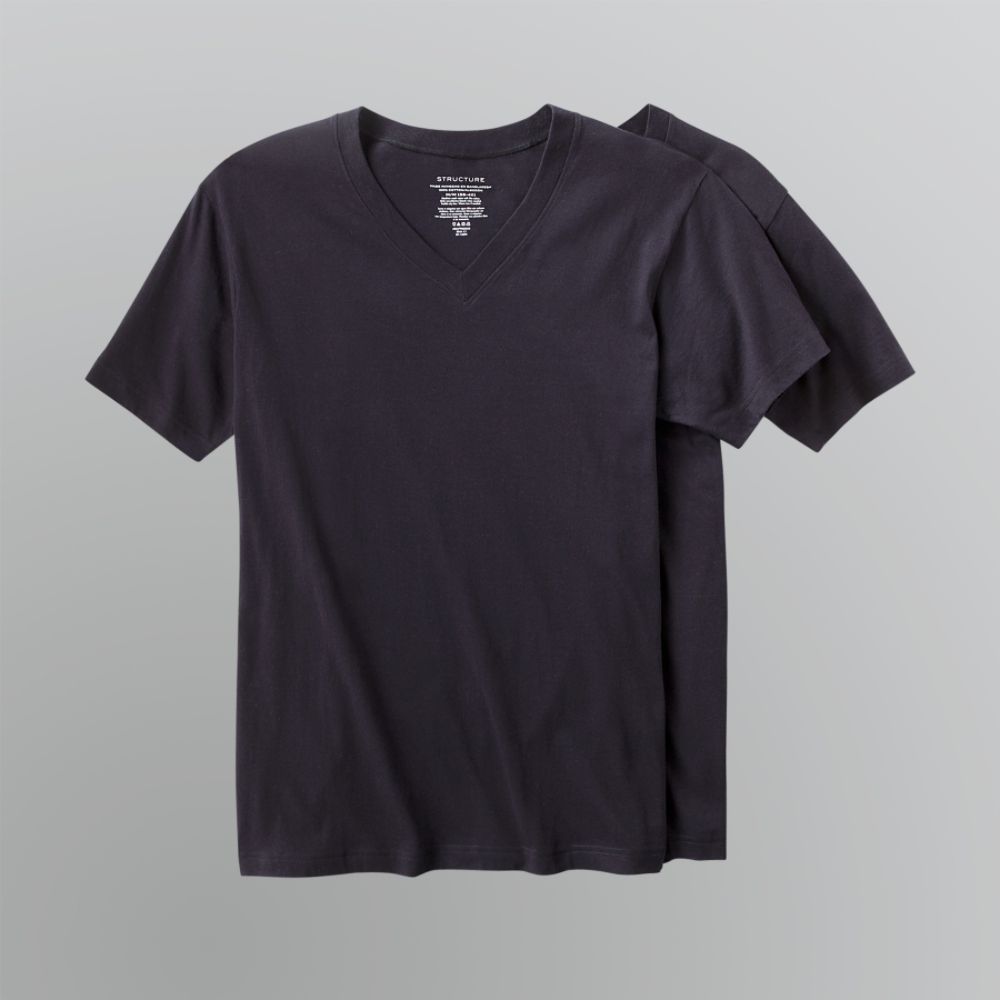 Structure 2PK  VNECK SHIRT BLACK SM