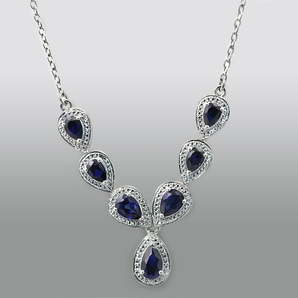 Lab Created Blue Sapphire Pear Drop Necklace in Sterling Silver at Sears.com