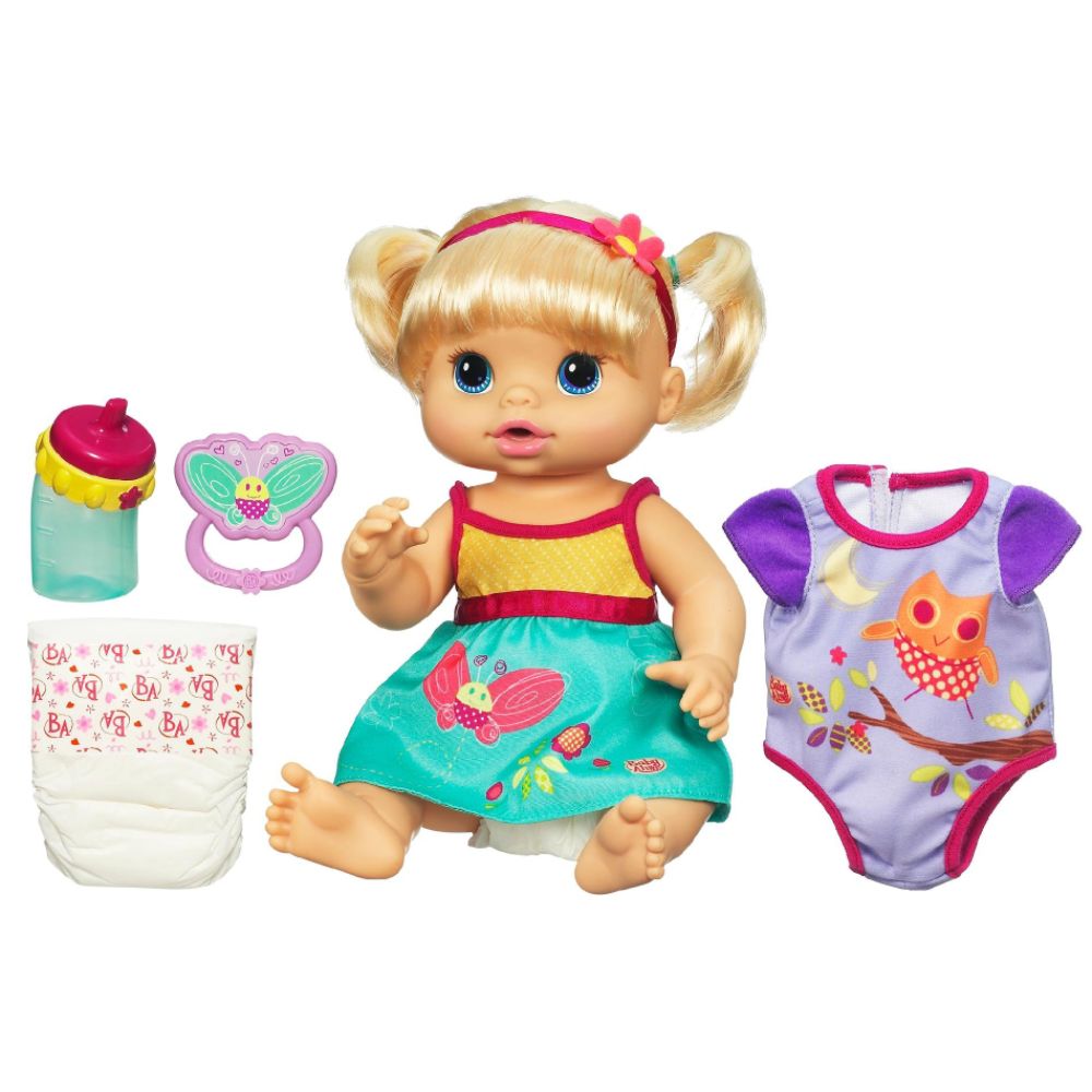 NIB Hasbro Baby Alive Dress 'n Slumber doll with 2 outfits for daytime