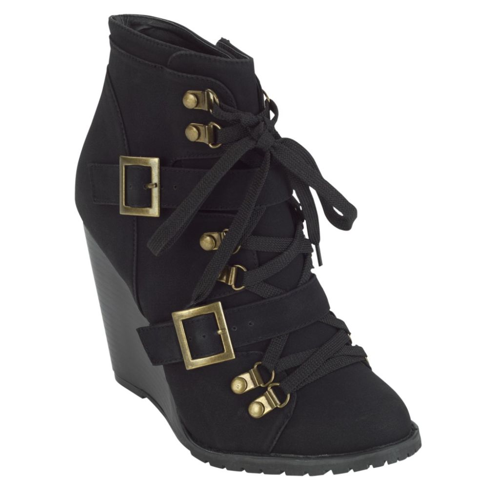 Yoki Women's Bing Wedge Boot - Black at Kmart.com