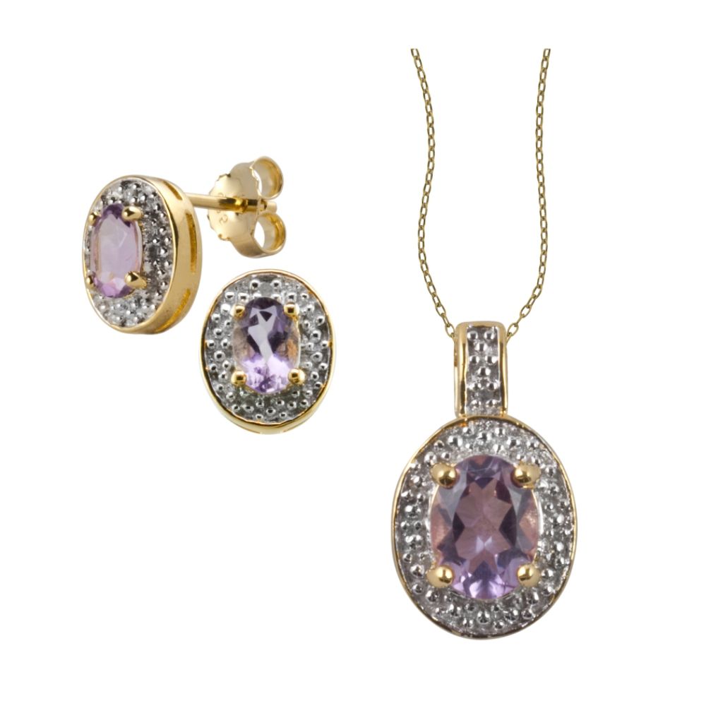Amethyst And Diamond Accent Pendant And