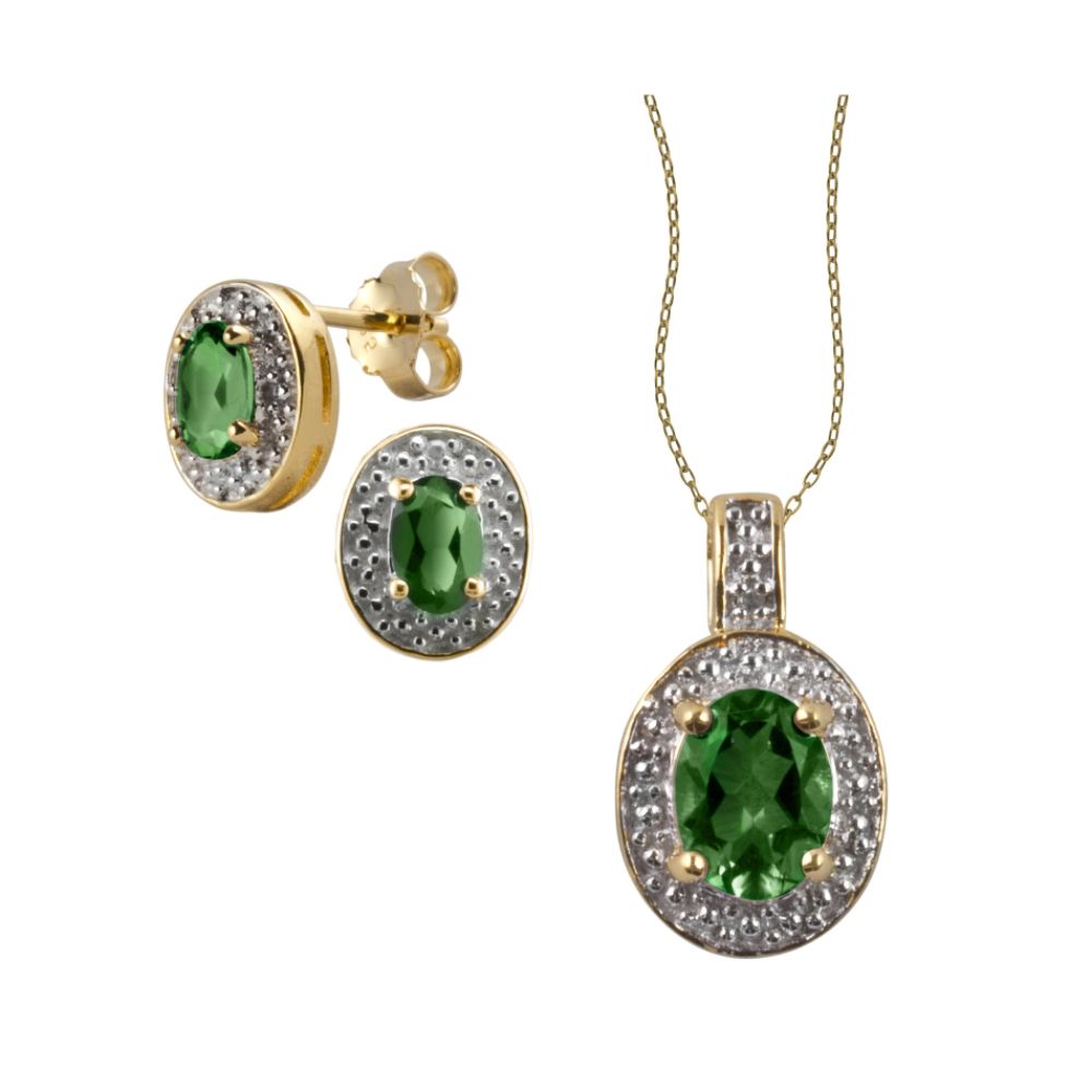 Lab Created Emerald And Diamond Accent Pendant And Earring Set 18K Gold Over Sterling Silver at Sears.com