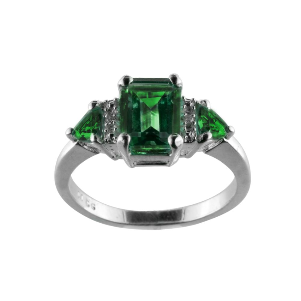 Lab Created Emerald and Diamond Accent Ring Sterling Silver at Sears.com