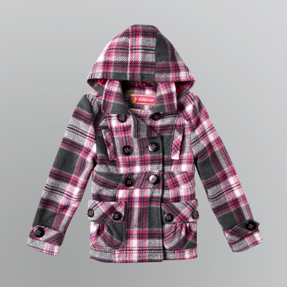 Dollhouse Girl's Plaid Wool Peacoat